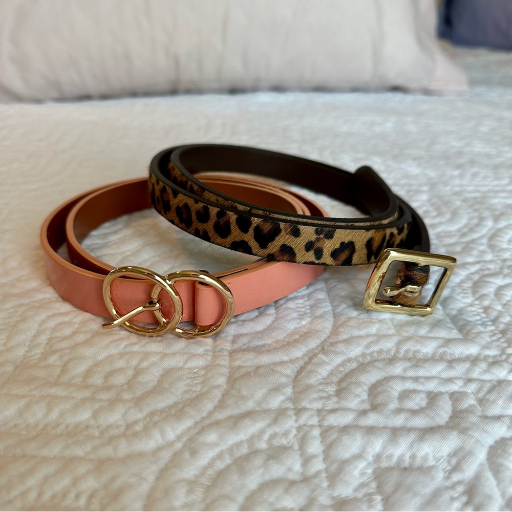 Target belt set of 2, leopard belt and peach/pink belt